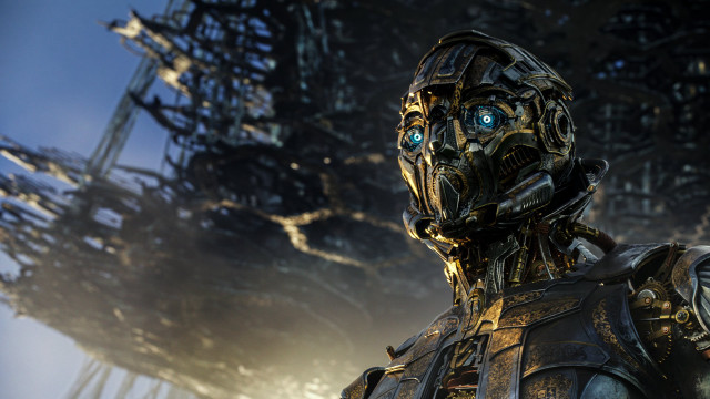 Robot blue eyes cityscape fireworks free wallpaper - medium preview image