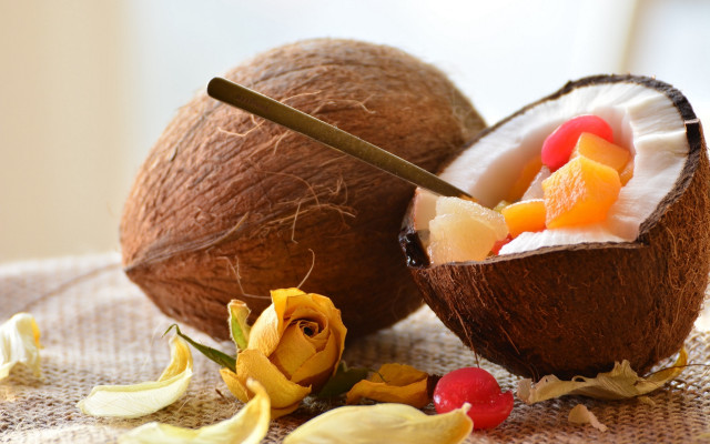 Coconut spoon flower shell food free wallpaper - medium preview image