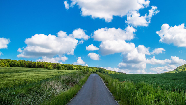 Road field clouds grass sky free wallpaper - medium preview image