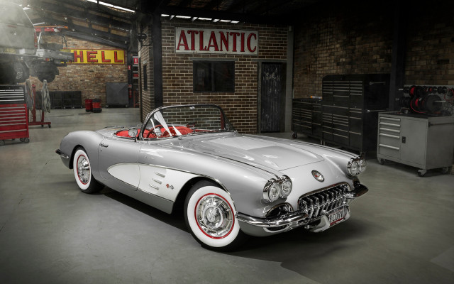 Silver car garage brick wall free wallpaper - medium preview image