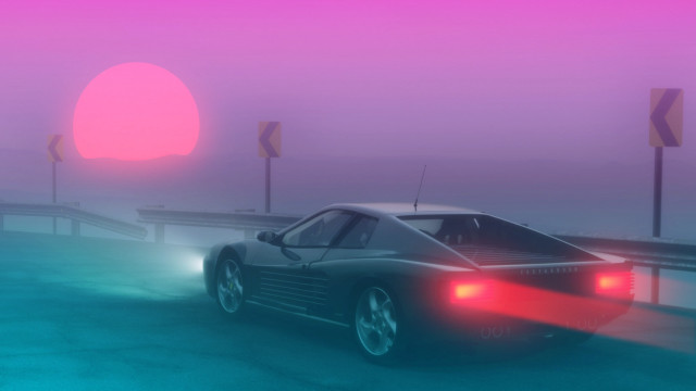 Foggy road sun traffic light free wallpaper - medium preview image