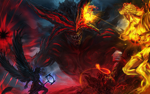Demonic demon attack flames wings free wallpaper - medium preview image