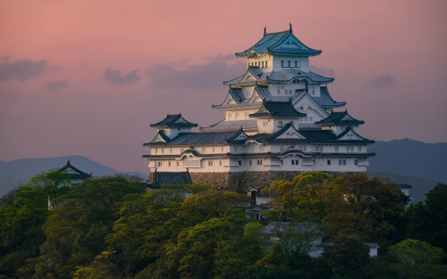 Castle hill tower trees sunset free wallpaper - medium preview image