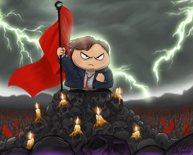 Cartoon boy red flag lightning free wallpaper - medium preview image