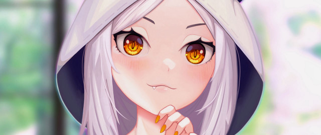 Anime girl yellow eyes white free wallpaper - medium preview image