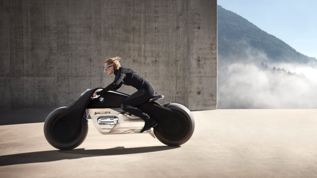 Woman motorcycle mountain futuristic digital free wallpaper - medium preview image