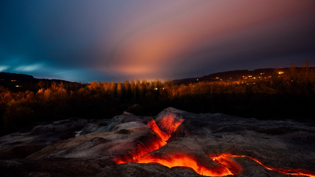 Fire pit mountain night clouds free wallpaper - medium preview image