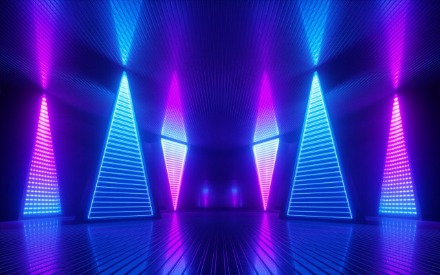 Neon cityscape tunnel lights synthwave free wallpaper - medium preview image