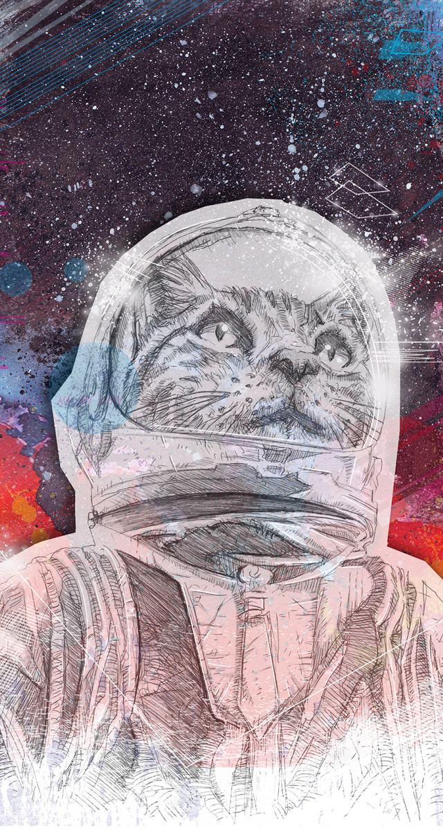 Space cat spacesuit astronaut planet free wallpaper - medium preview image