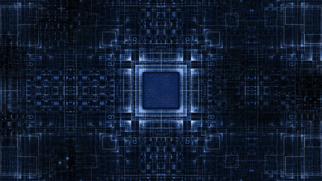 Cybernetic square city night fireworks free wallpaper - medium preview image