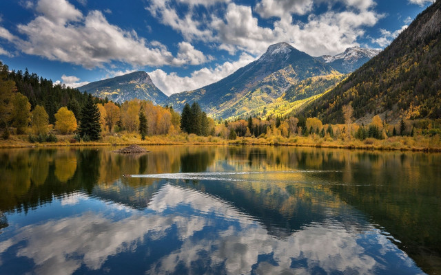 Mountain lake forest sky reflection #6 free wallpaper for desktop - medium preview image