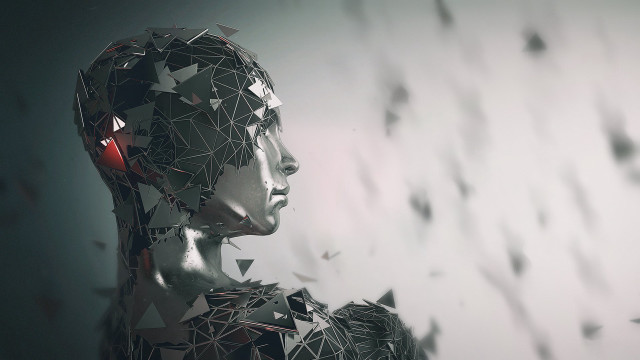 Robot headphones shattered glass deconstructivism free wallpaper - medium preview image