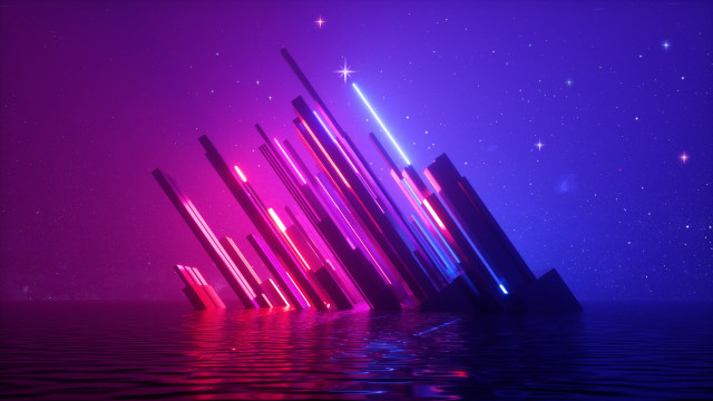 Floating poles purple stars 3d free wallpaper - medium preview image