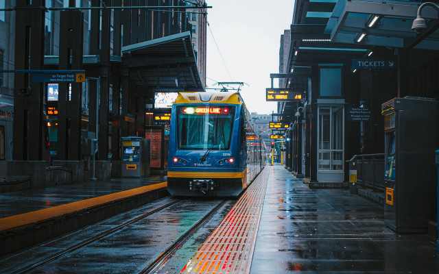 Train rain city station tiltshift free wallpaper - medium preview image