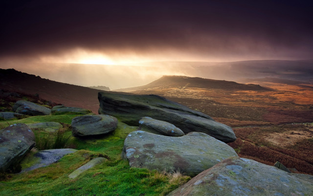 Rocky hillside mountain sky ocean free wallpaper - medium preview image