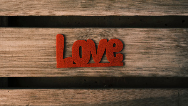 Wooden bench love sign red free wallpaper - medium preview image
