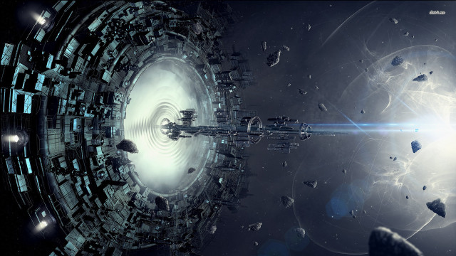 Futuristic space station massive structure free wallpaper - medium preview image