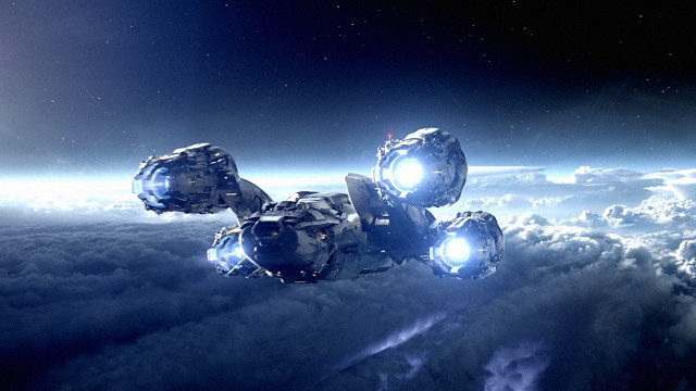 Space station floating above clouds free wallpaper - medium preview image
