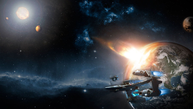 Space station planet star background #4 free wallpaper - medium preview image
