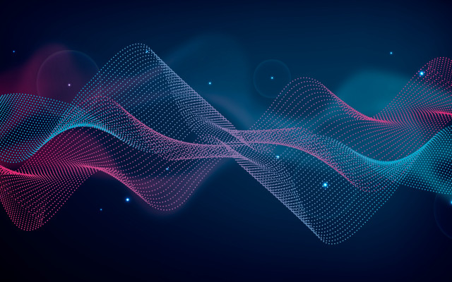 Blue pink wave dots dark free wallpaper - medium preview image