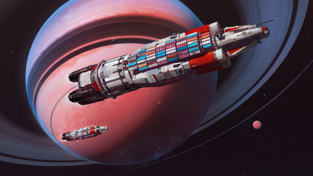Space station red planet saturn free wallpaper - medium preview image