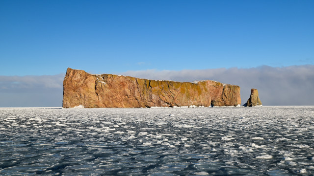 Large rock ocean ice sky free wallpaper - medium preview image