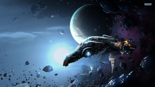 Spacecraft rocky space planets distant free wallpaper - medium preview image
