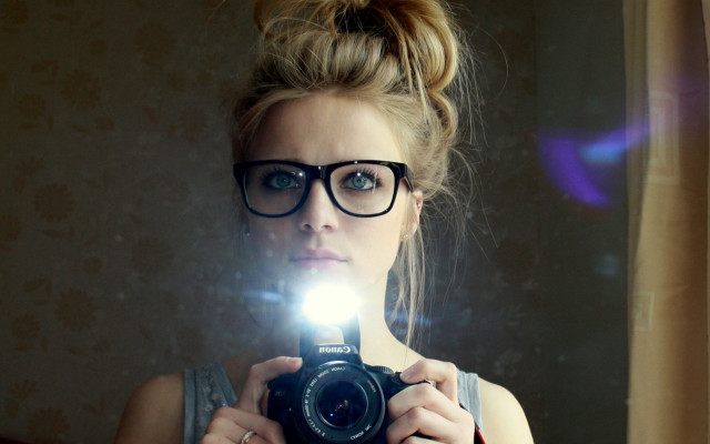 Woman glasses camera mirror light #2 free wallpaper - medium preview image