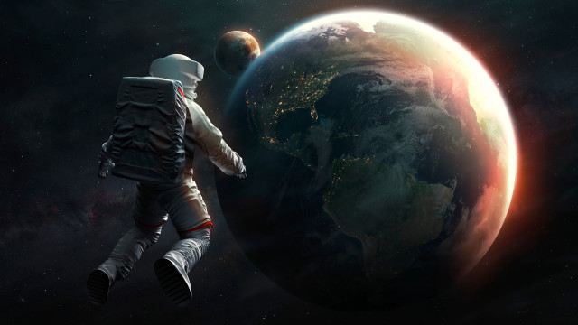 Space astronaut earth horizon aurora free wallpaper - medium preview image