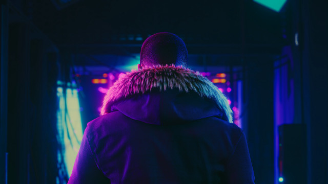 Purple jacket neon lights afrofuturism free wallpaper - medium preview image