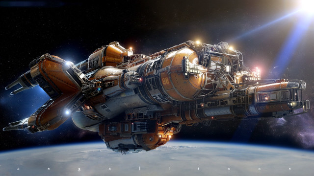 Space station over planet aurora #2 free wallpaper - medium preview image