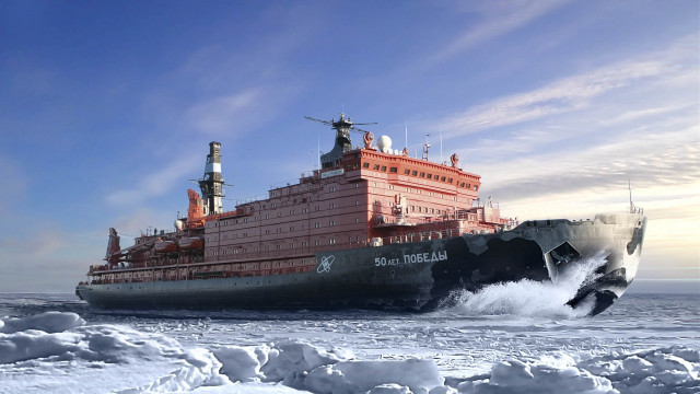 Large boat ocean ice clouds free wallpaper - medium preview image