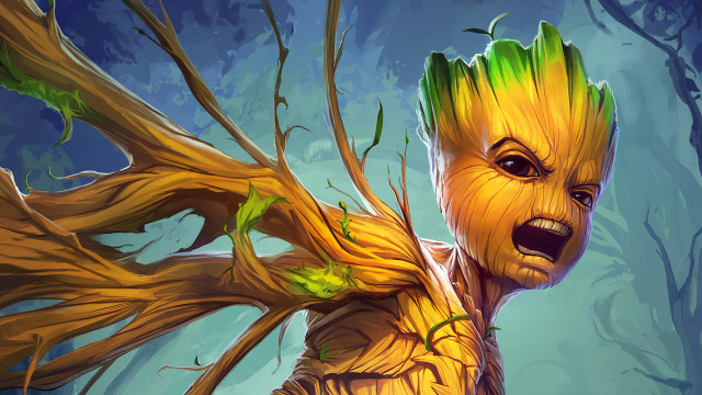 Groote green hair yellow eyes free wallpaper - medium preview image