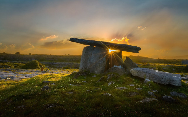 Rock formation sunset grass rocks free wallpaper - medium preview image