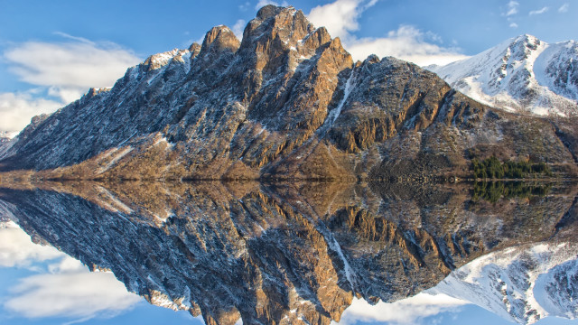 Mountain lake sky reflection symmetry free wallpaper - medium preview image
