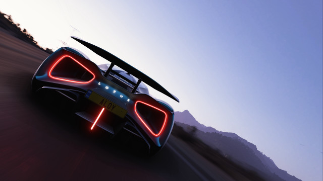 Car surfboard driving futurism cloud free wallpaper - medium preview image