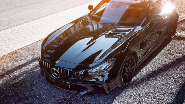 Black mercedes sports car night free wallpaper - medium preview image