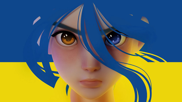 Blue hair brown eyes gradient free wallpaper - medium preview image