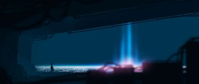Tall building blue light hologram free wallpaper - medium preview image