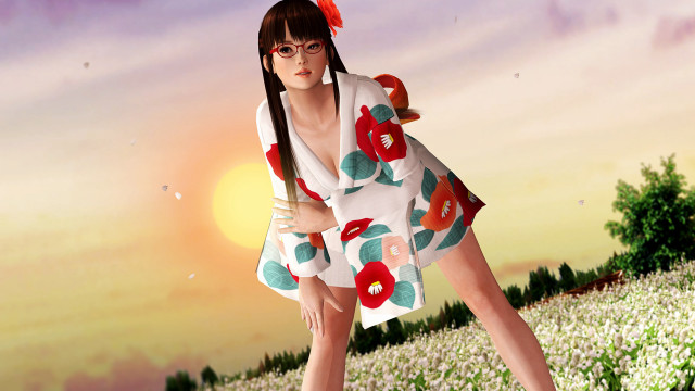 Woman dress hat flower field free wallpaper - medium preview image