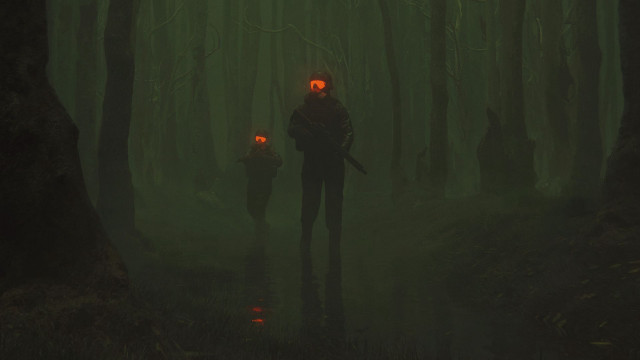 Glowing forest man woman nature free wallpaper - medium preview image