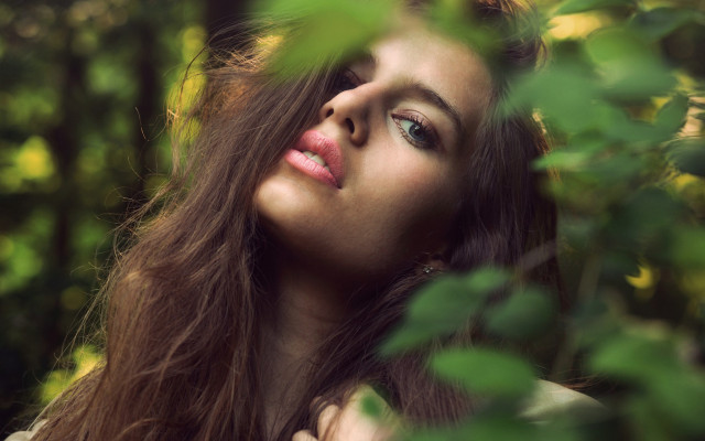 Woman forest sky portrait nature free wallpaper for desktop - medium preview image