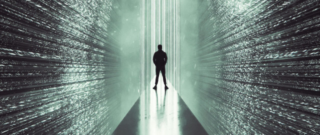 Man lines room light cyberpunk free wallpaper - medium preview image