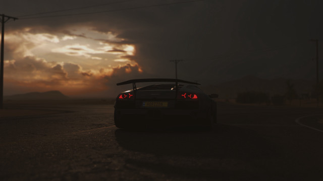 Car road cloudy sunset horizon free wallpaper - medium preview image