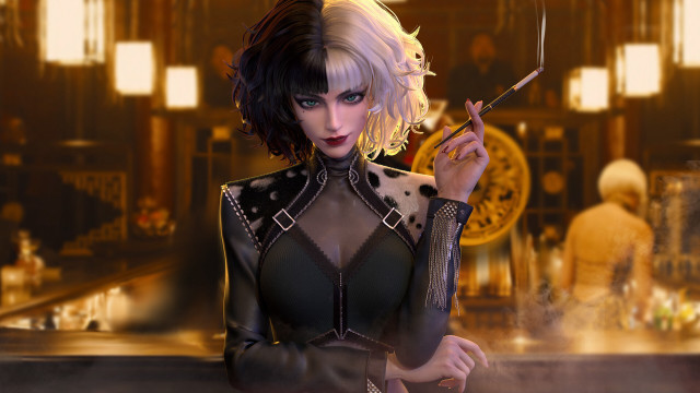 Woman black and white smoking free wallpaper - medium preview image