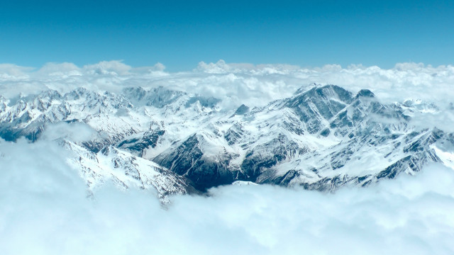 Mountain range plane view clouds free wallpaper - medium preview image