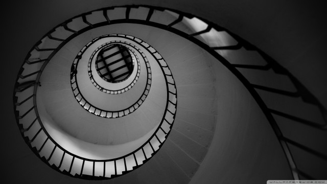 Spiral staircase blackwhite opart gears free wallpaper - medium preview image