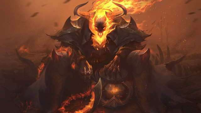 Demon fire helmet sword flames free wallpaper - medium preview image
