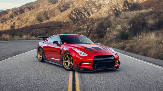 Red sports car mountain road #12 free wallpaper - medium preview image