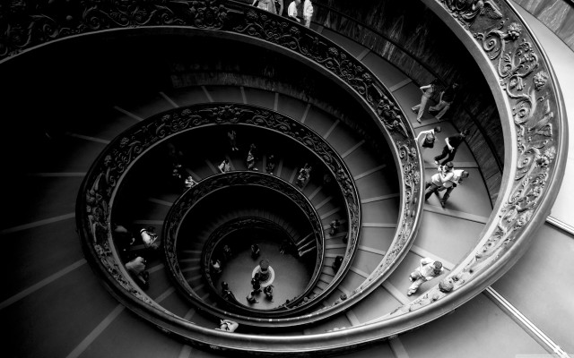 Spiral staircase people walking black free wallpaper - medium preview image